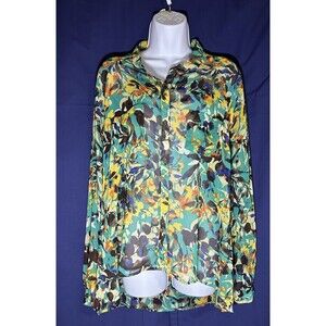 Kut From The Kloth Floral Pattern Button Up Blouse Size XL
